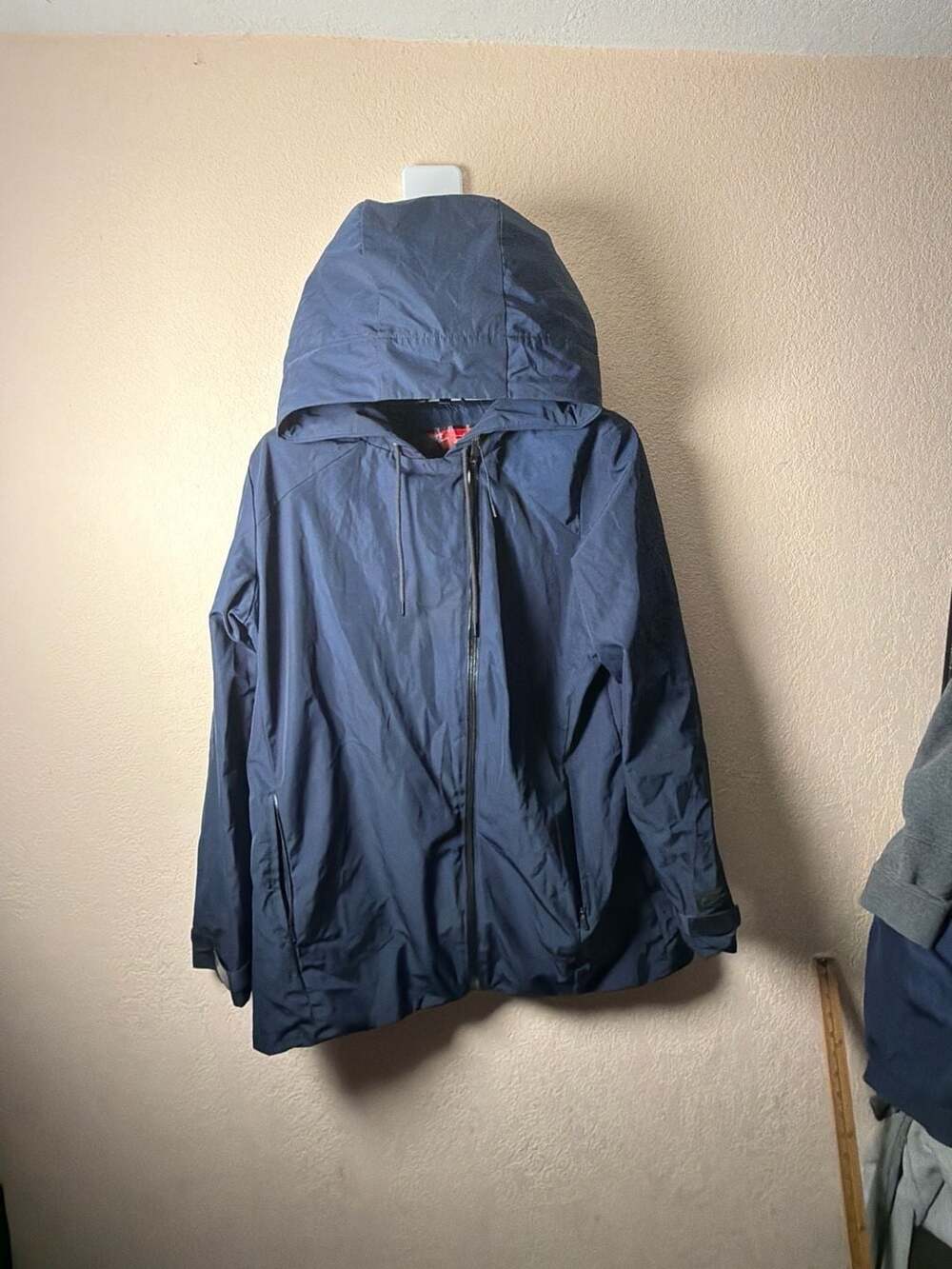 Nike Hooded Windbreaker Jacket, Navy Blue, Womens  Size L *stained*